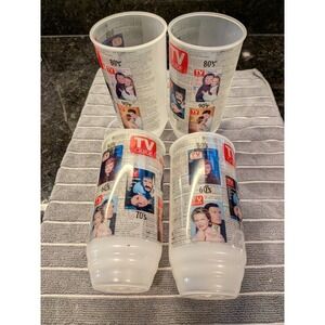 Vintage TV Guide Plastic Tumblers Set of Four Retro Collectible Cups